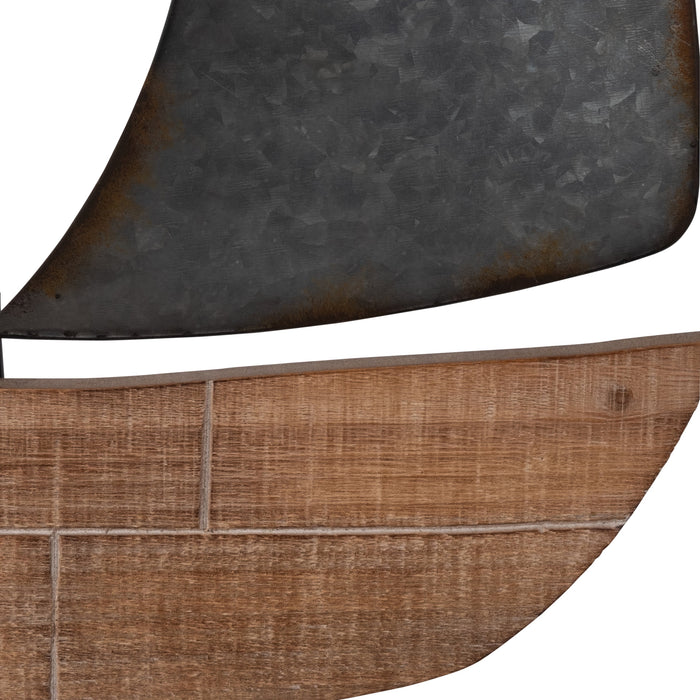 Metal 19\" Boat Wall Decoration - Brown 