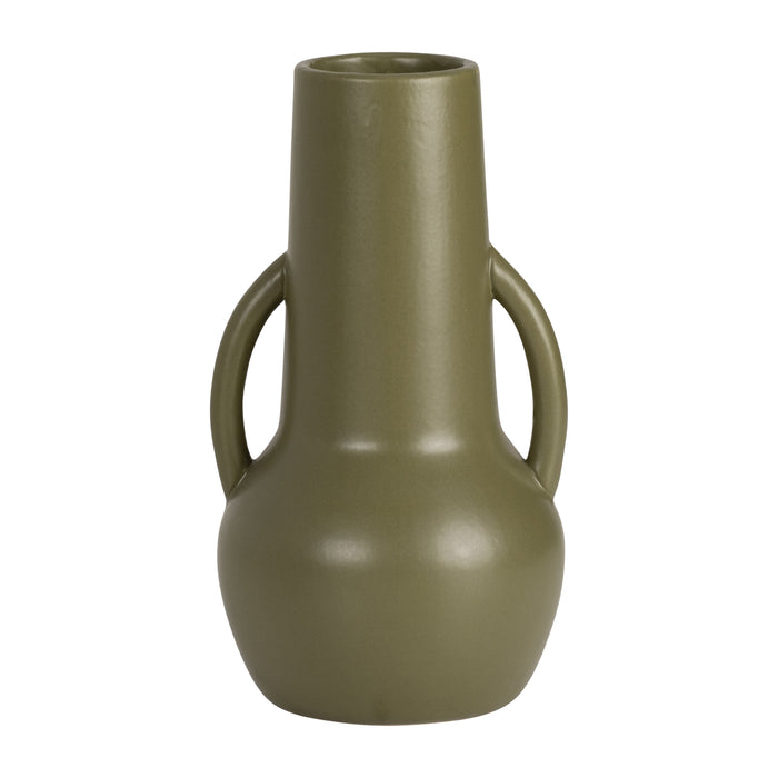 Ceramic 8\" Vase with Handles - Olive