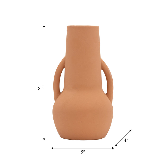 Ceramic 8\" Vase with Handles - Terracotta