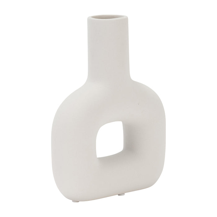 Dolomite 8\" Open Cut Vase - White 