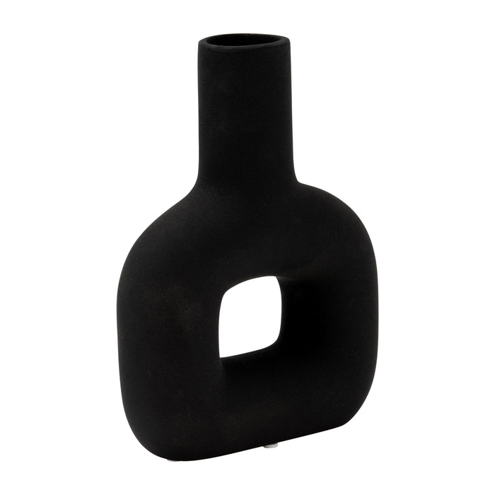 Dolomite 8\" Open Cut Vase - Black 