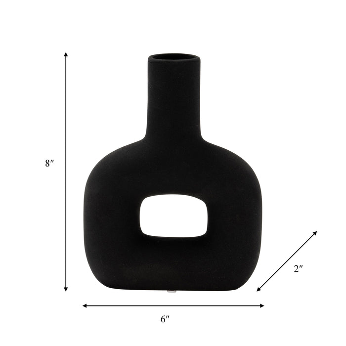 Dolomite 8\" Open Cut Vase - Black 