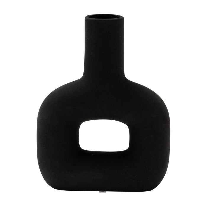 Dolomite 8\" Open Cut Vase - Black 