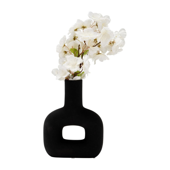 Dolomite 8\" Open Cut Vase - Black 