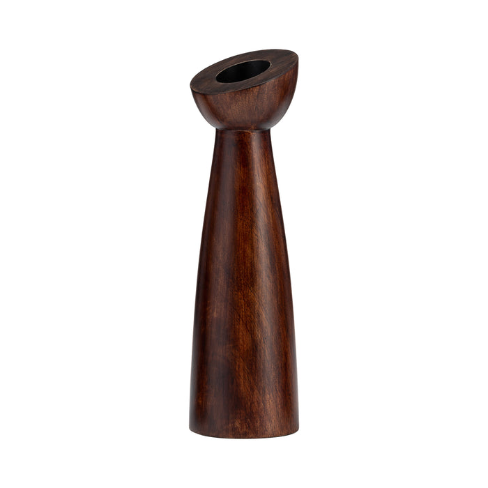 Wood 11\" Slanted Candle Holder - Brown