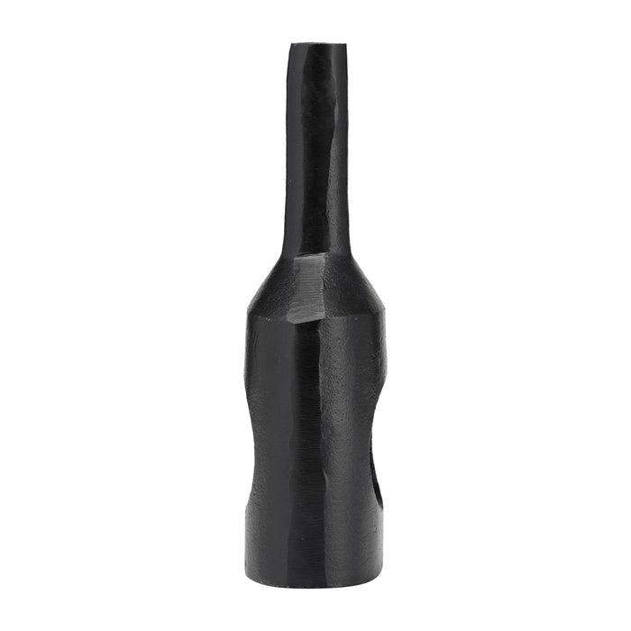 Metal 12\" Small Modern Open Cut-Out Vase - Black