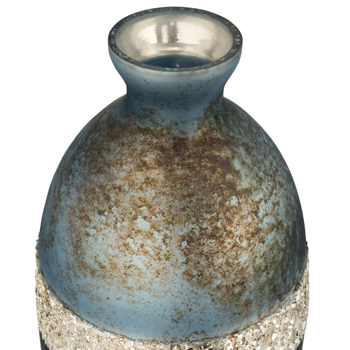 Glass 16\" Tri-Coloured Glittered Vase