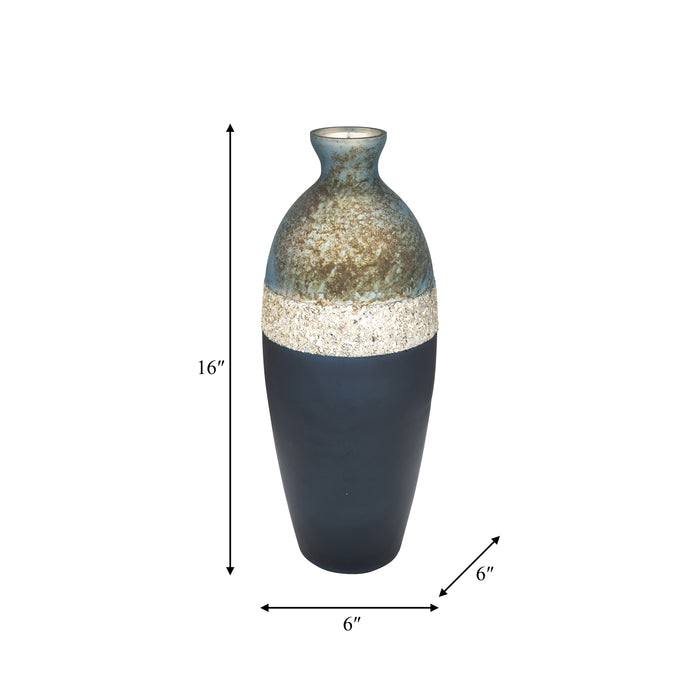 Glass 16\" Tri-Coloured Glittered Vase