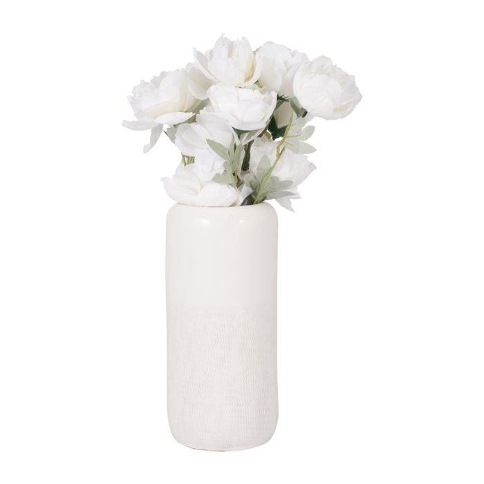 Ceramic 12\" Grooved Vase - Black