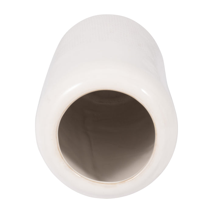 Ceramic 12\" Grooved Vase - Black