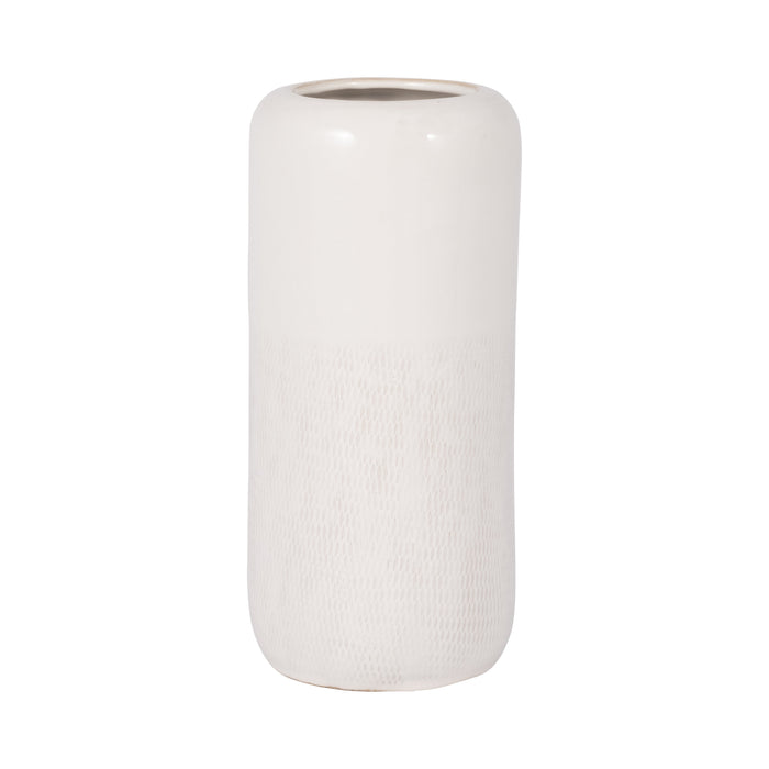 Ceramic 12\" Grooved Vase - Black