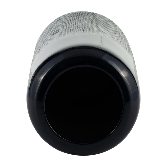 Ceramic 10\" Grooved Vase - Navy Blue