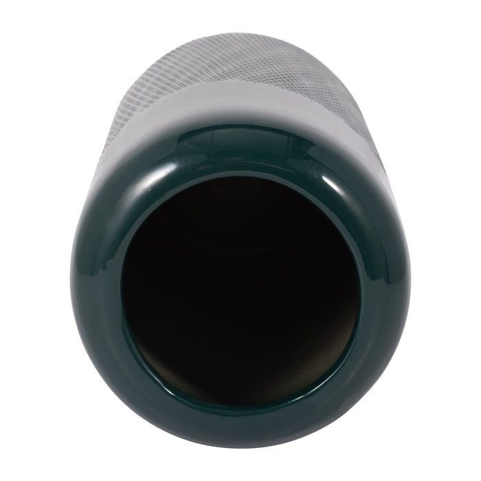 Ceramic 12\" Grooved Vase - Forest Green