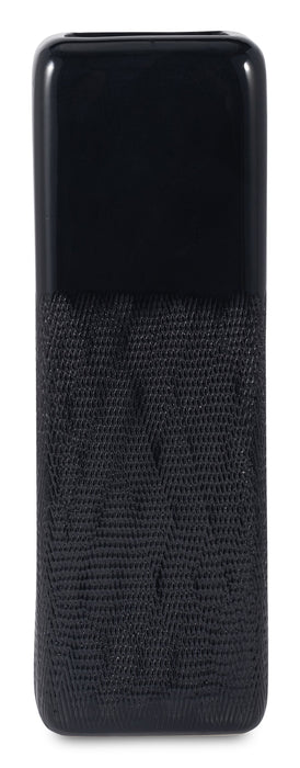 Ceramic 18\" Squared Groove Vase - Black 