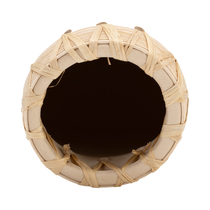 Ceramic 10\" Vase with Weaving - Natural