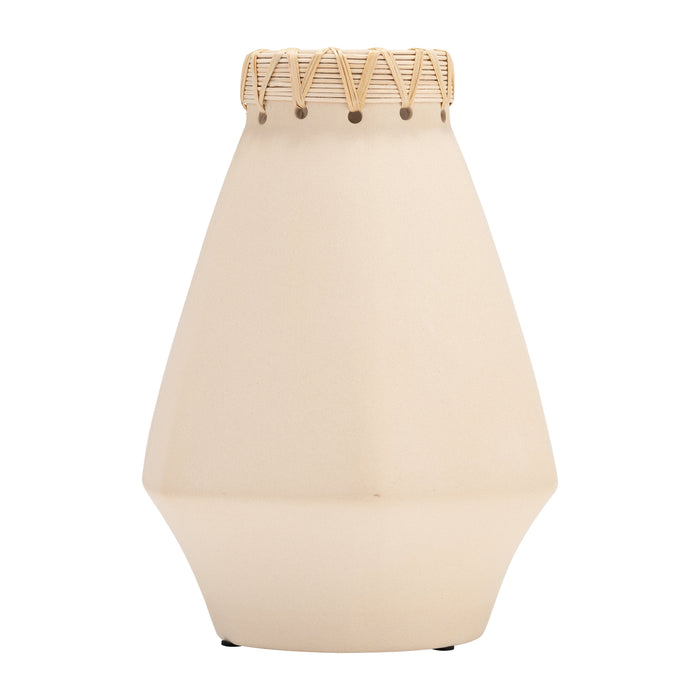 Ceramic 10\" Vase with Weaving - Natural
