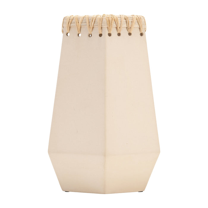Ceramic 11\" Vase with Weaving - Natural