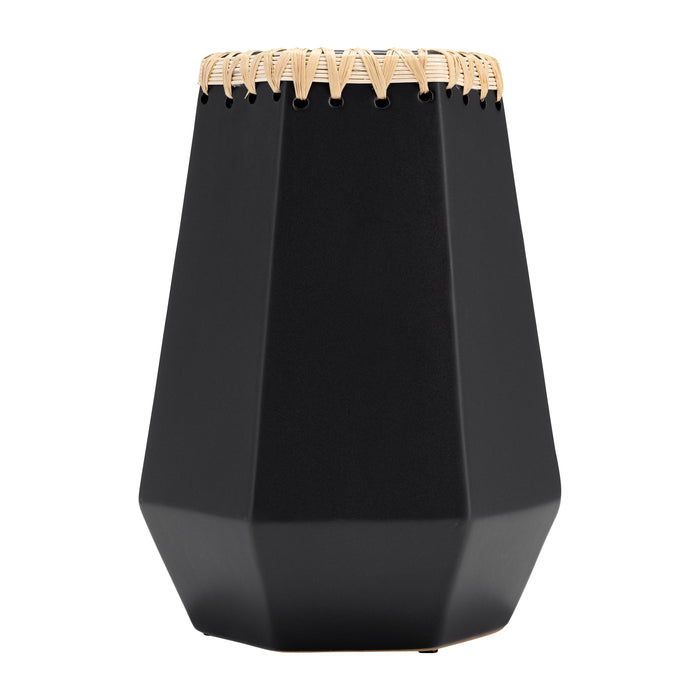 Ceramic 11\" Vase with Weaving - Black