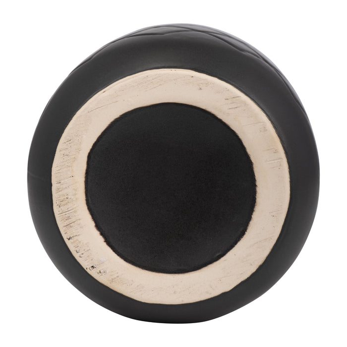 Ceramic 12\" Plaid Textured Vase - Black 