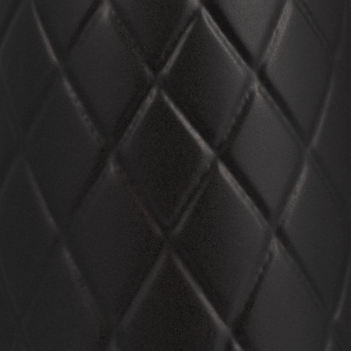 Ceramic 12\" Plaid Textured Vase - Black 