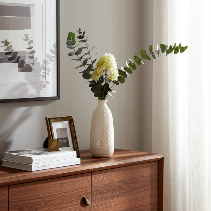 Ceramic 12\" Circles Vase - Beige 
