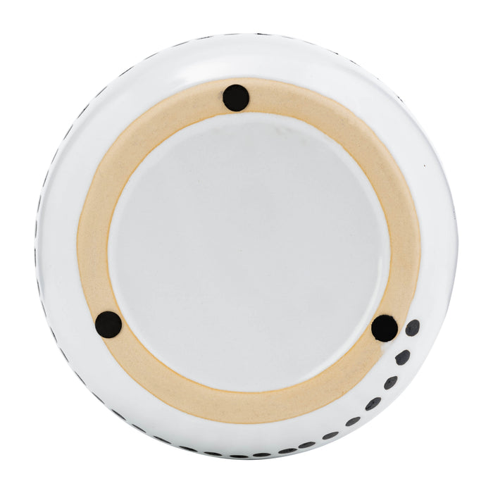 Ceramic 9\" Spiral Dot Flower Vase - White and Black