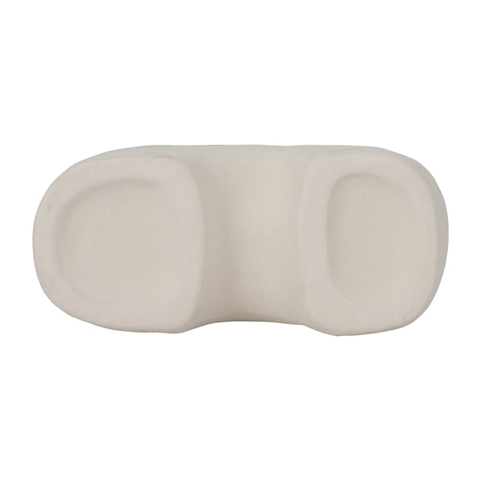 Ceramic 8\" Rough Triple Handle Vase - White