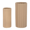 Ceramic 10\"/13\" Ribbed Irish Cream Vase - Set of 2
