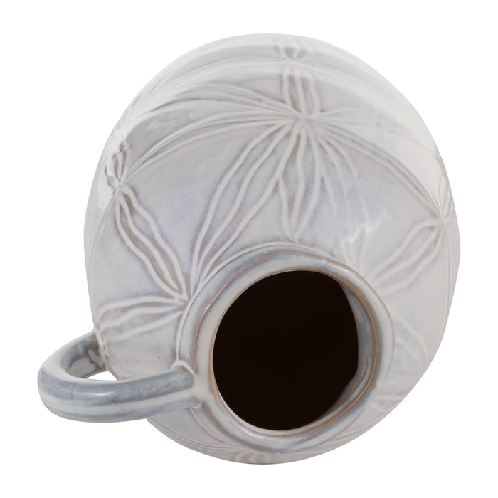 Ceramic 8\" Tribal Pitcher - Ivory