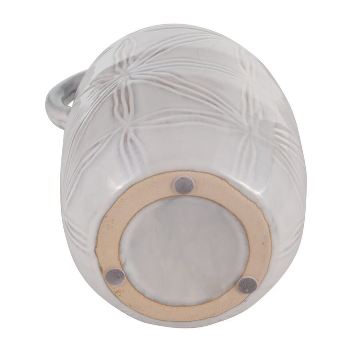 Ceramic 8\" Tribal Pitcher - Ivory