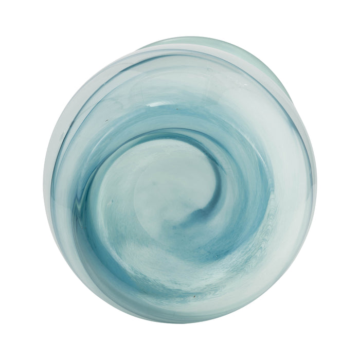 Glass 11\" Two-Tone Vase - Blue and White