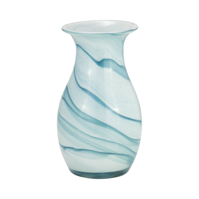 Glass 11\" Two-Tone Vase - Blue and White