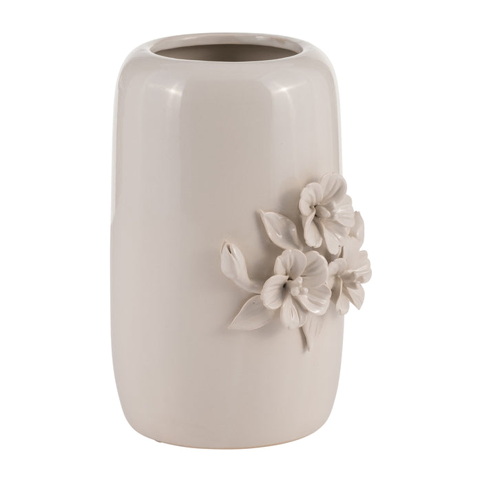 Ceramic 8\" Flower Bunch Vase - Ivory