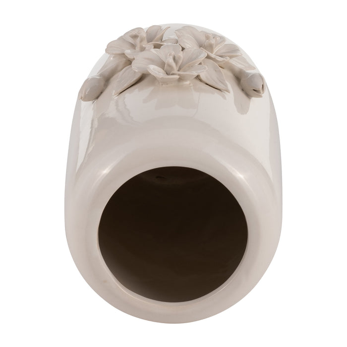 Ceramic 8\" Flower Bunch Vase - Ivory