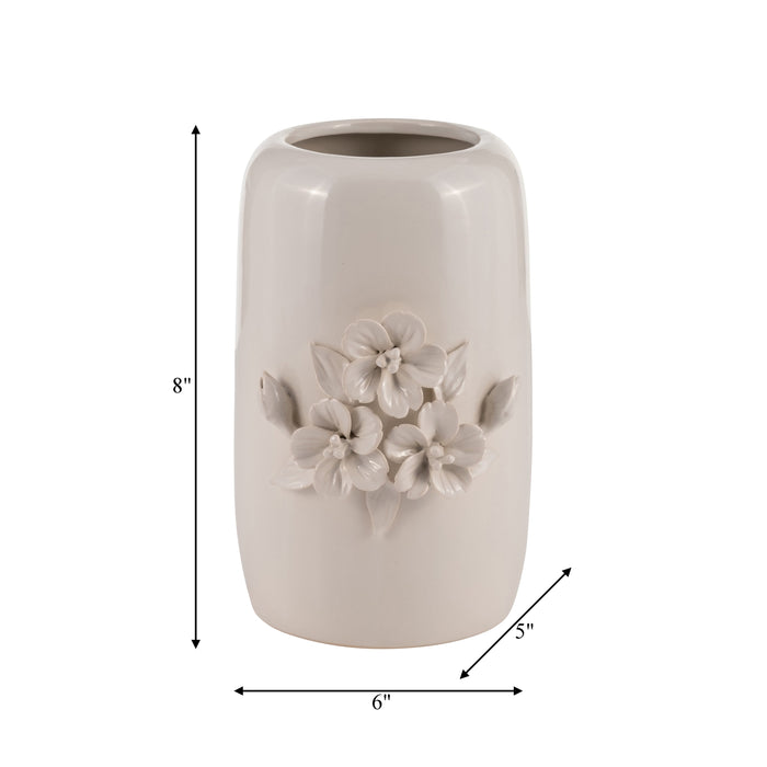 Ceramic 8\" Flower Bunch Vase - Ivory