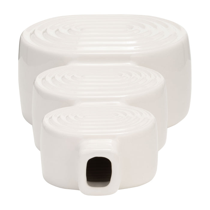 Ceramic 10\" Stacked Circles Vase - White