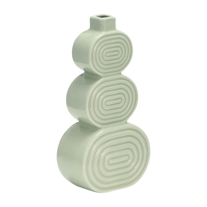 Ceramic 12\" Stacked Circles Vase - Cucumber
