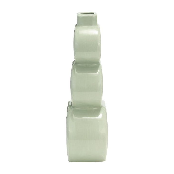 Ceramic 12\" Stacked Circles Vase - Cucumber