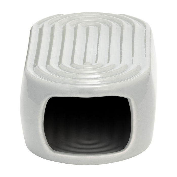 Ceramic 9\" Oval Ridged Vase - Glacier