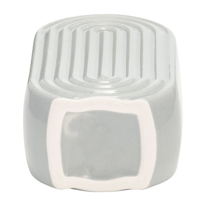 Ceramic 9\" Oval Ridged Vase - Glacier