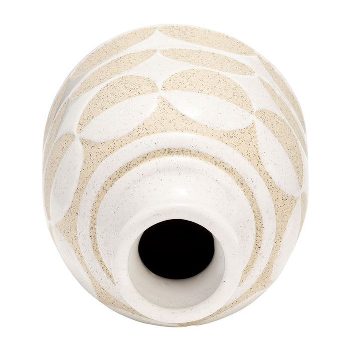 Ceramic 10\" Half Circles Vase - Ivory