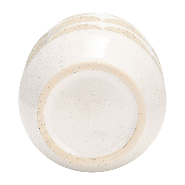 Ceramic 10\" Half Circles Vase - Ivory