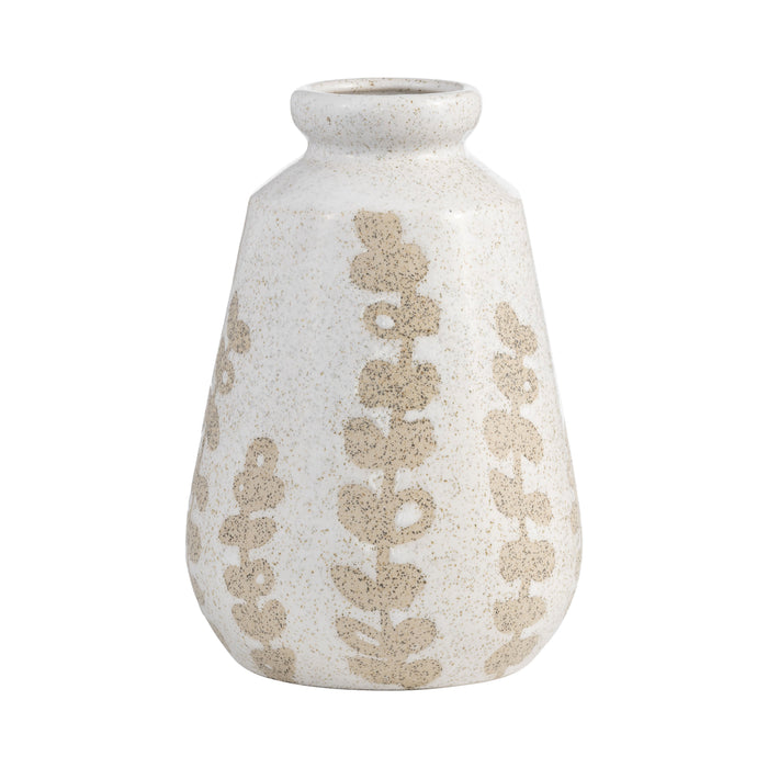 Ceramic 9\" Botanical Vase - Ivory