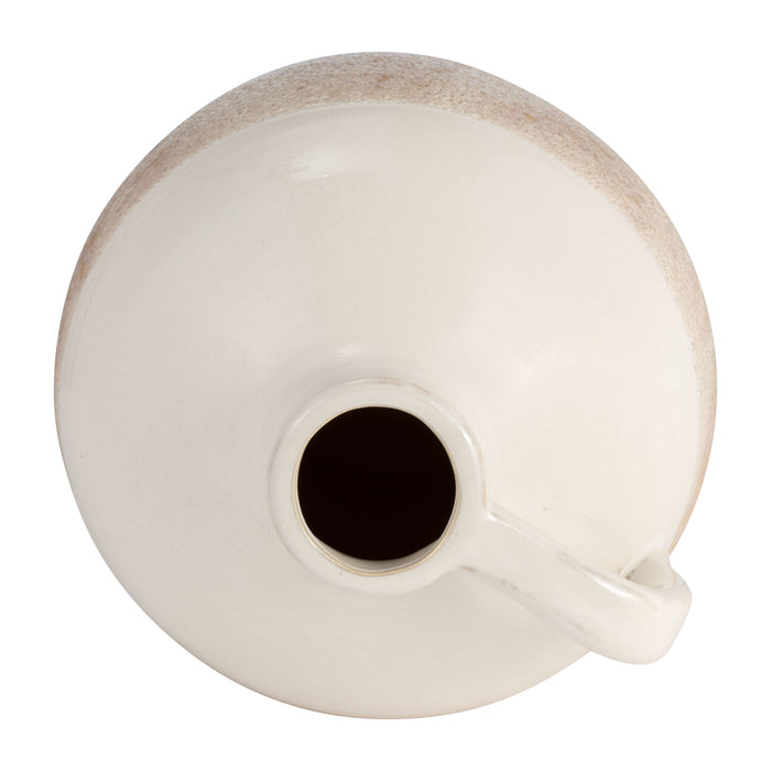 Ceramic 9\" Jug Vase - White and Tan