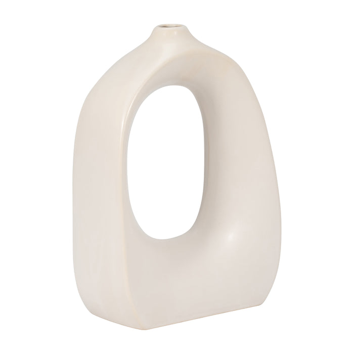 Stoneware 11\" Curvy Cut-Out Vase - White