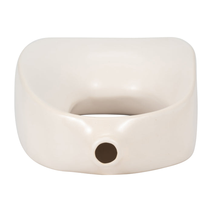 Stoneware 11\" Curvy Cut-Out Vase - White