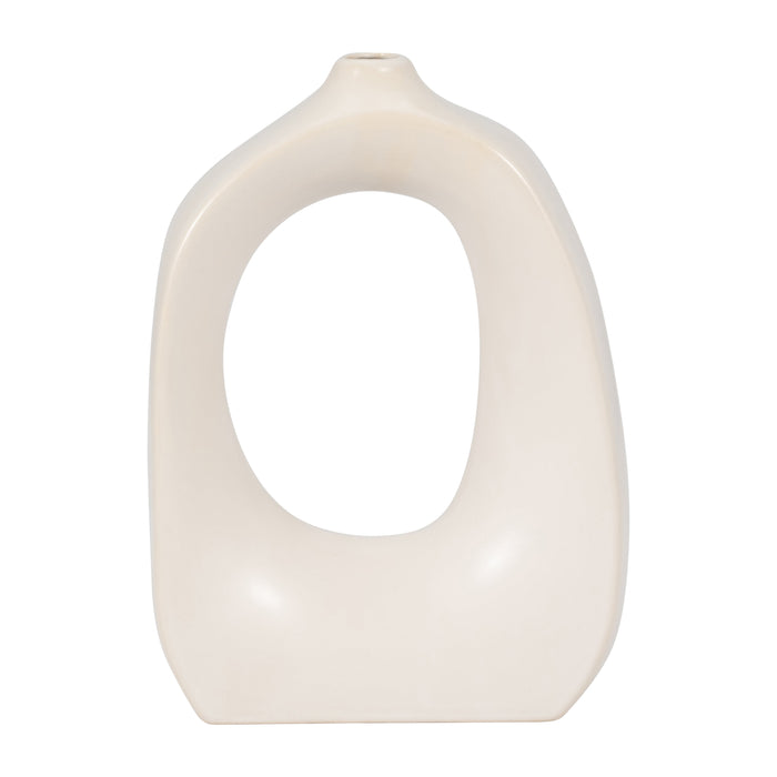 Stoneware 11\" Curvy Cut-Out Vase - White