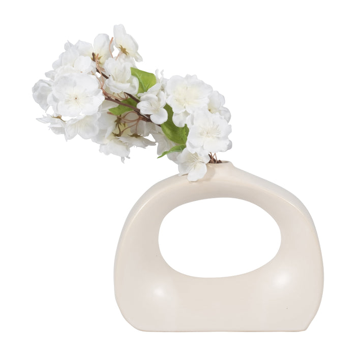 Stoneware 7\" Curvy Cut-Out Vase - White