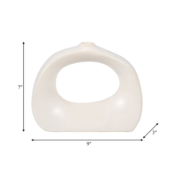 Stoneware 7\" Curvy Cut-Out Vase - White
