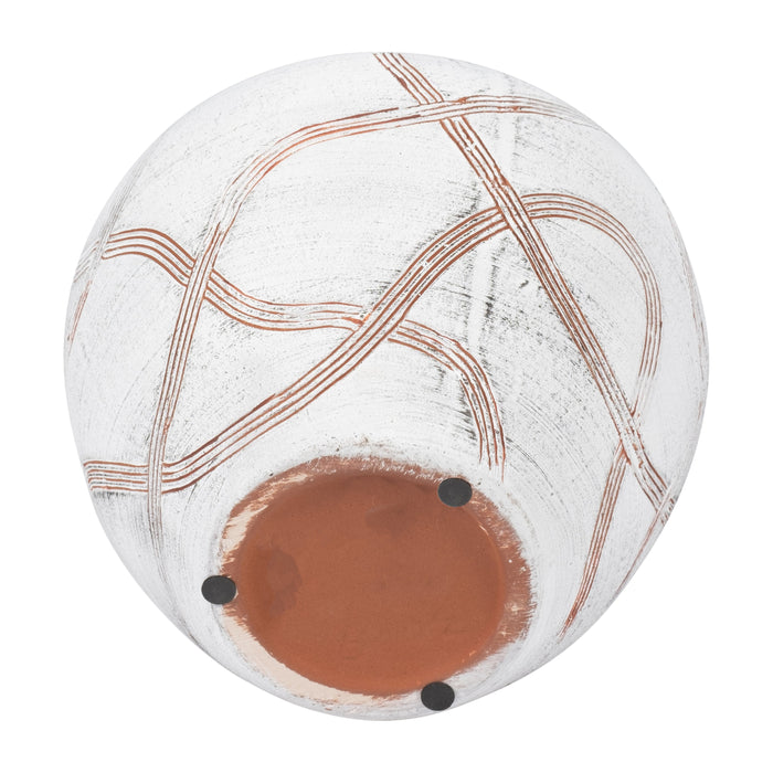 Ceramic 9\" Round Globe Vase - White